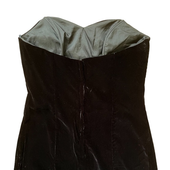 Vintage Black Velvet Strapless Evening Knee Length Dress Small Medium Size 6 - Picture 3 of 6
